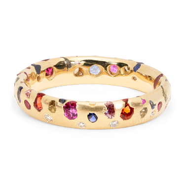 Rainbow Confetti Ring with Diamonds - Size 5.25 - 11518
